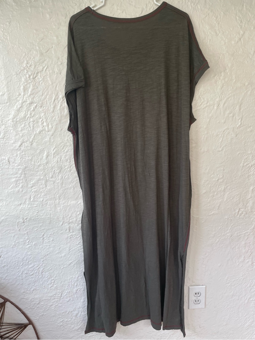 Natural Life brown / tan short sleeve scoop neck cotton maxi shirt dress; XXL - Picture 5 of 5